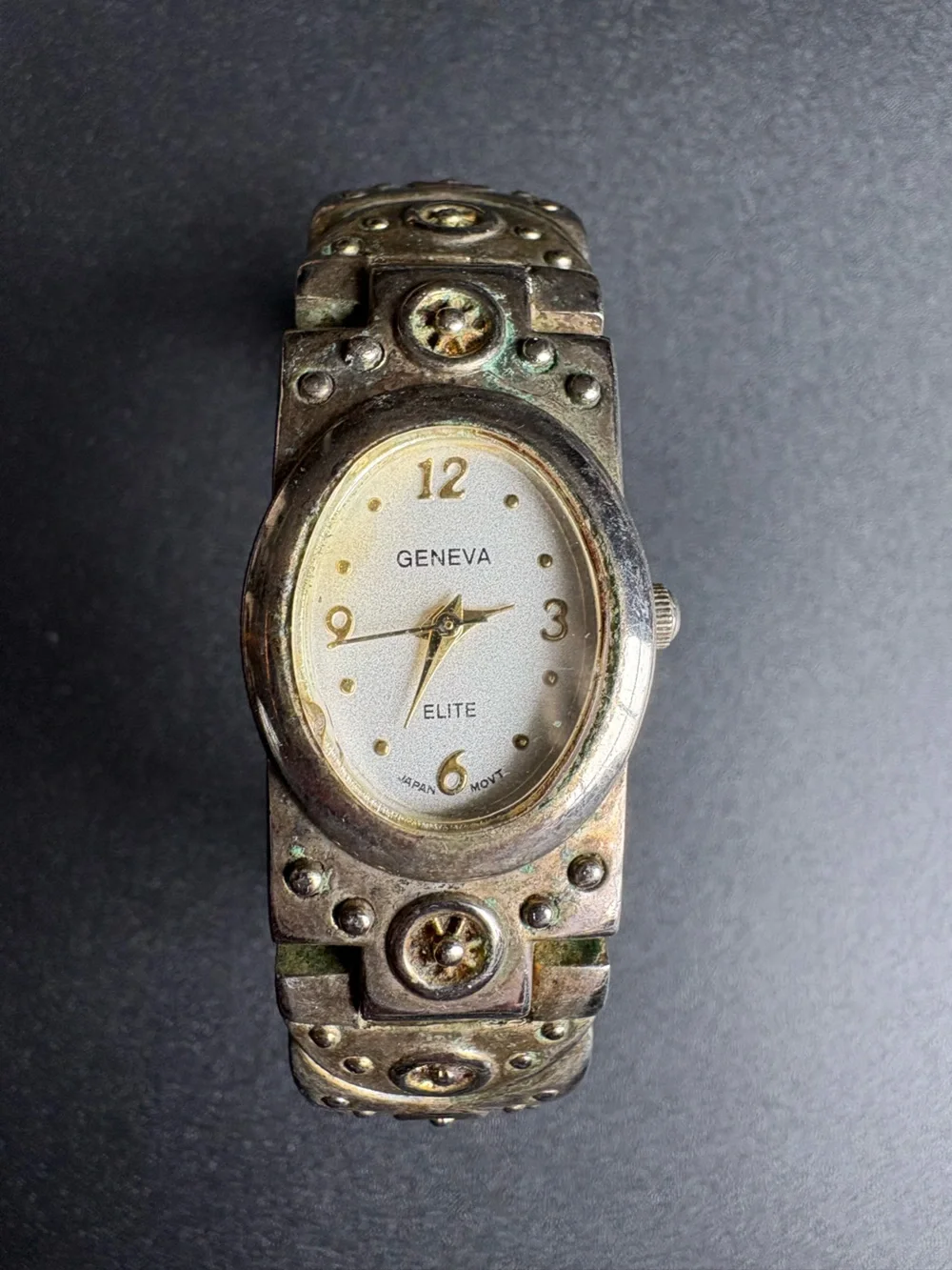 Geneva Women's Oval Bracelet Watch - Silver and Gold Accents